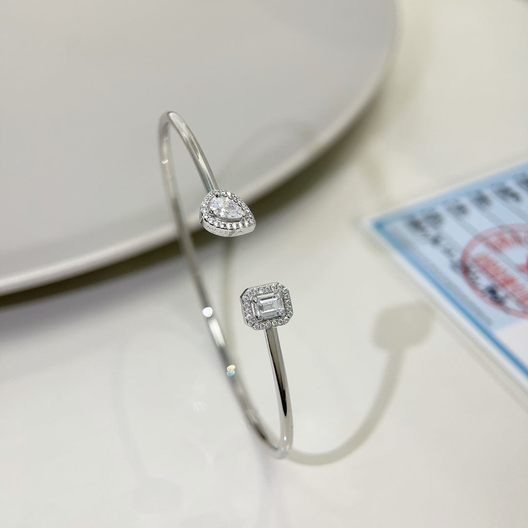 [MIRA]JONC FLEX MY TWIN TOI & MOI SILVER DIAMOND BRACELET