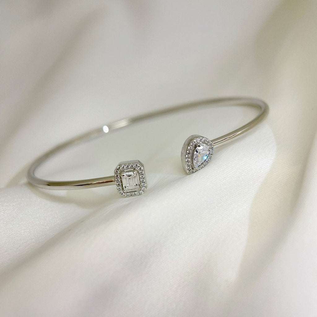 [MIRA]JONC FLEX MY TWIN TOI & MOI SILVER DIAMOND BRACELET