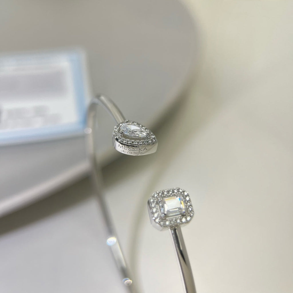 [MIRA]JONC FLEX MY TWIN TOI & MOI SILVER DIAMOND BRACELET