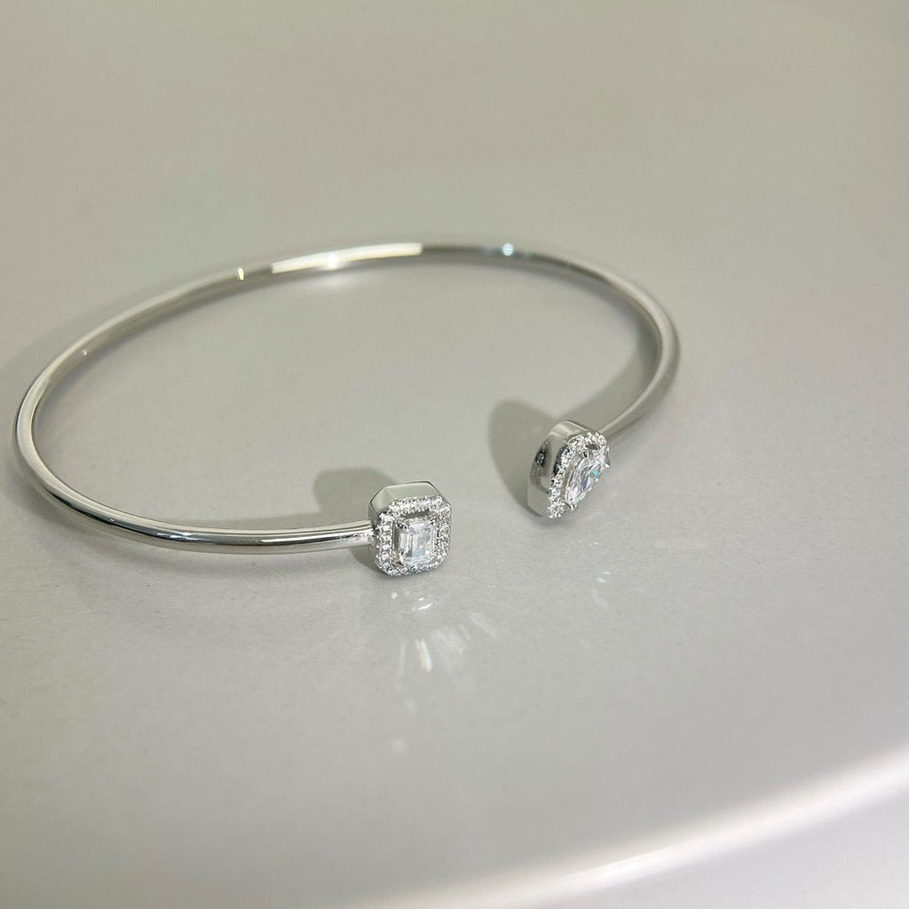 [MIRA]JONC FLEX MY TWIN TOI & MOI SILVER DIAMOND BRACELET