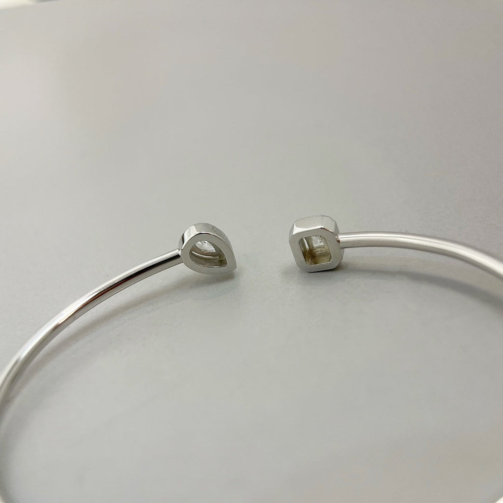 [MIRA]JONC FLEX MY TWIN TOI & MOI SILVER DIAMOND BRACELET