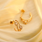 [MIRA]CREOLES MY TWIN 2 RANGS SILVER DIAMOND EARRINGS
