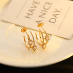 [MIRA]CREOLES MY TWIN 2 RANGS SILVER DIAMOND EARRINGS