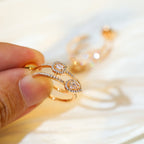 [MIRA]CREOLES MY TWIN 2 RANGS SILVER DIAMOND EARRINGS