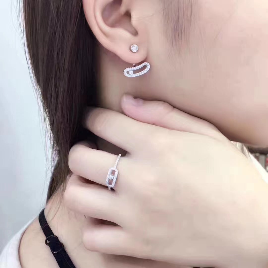 [MIRA]MOVE UNO SILVER DIAMOND EARRINGS