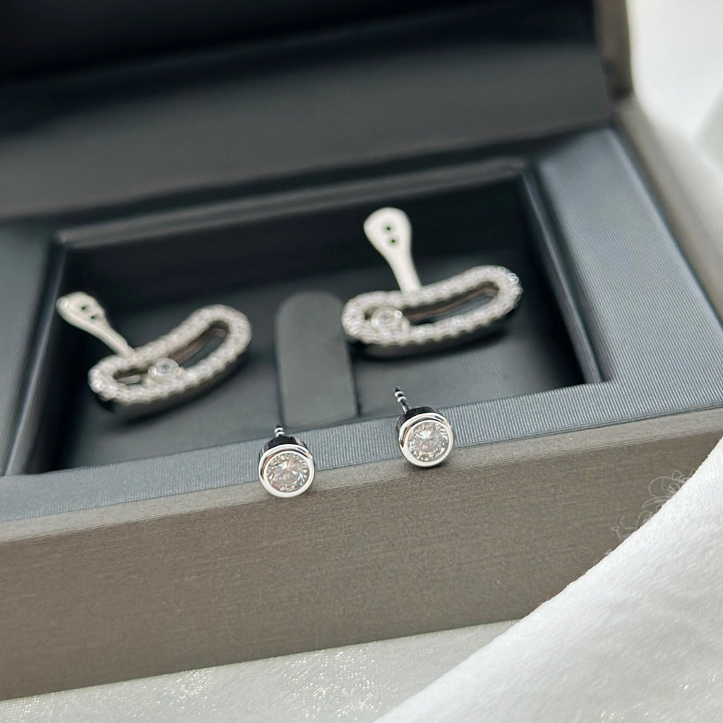 [MIRA]MOVE UNO SILVER DIAMOND EARRINGS