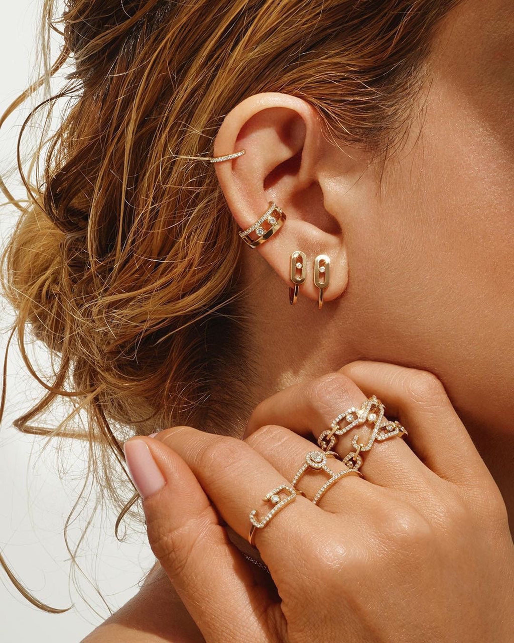 [MIRA]CREOLES MOVE UNO MINI 1 DIAMOND EARRINGS