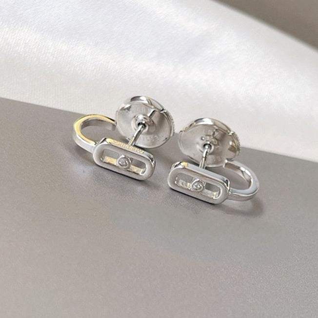 [MIRA]CREOLES MOVE UNO MINI 1 DIAMOND EARRINGS