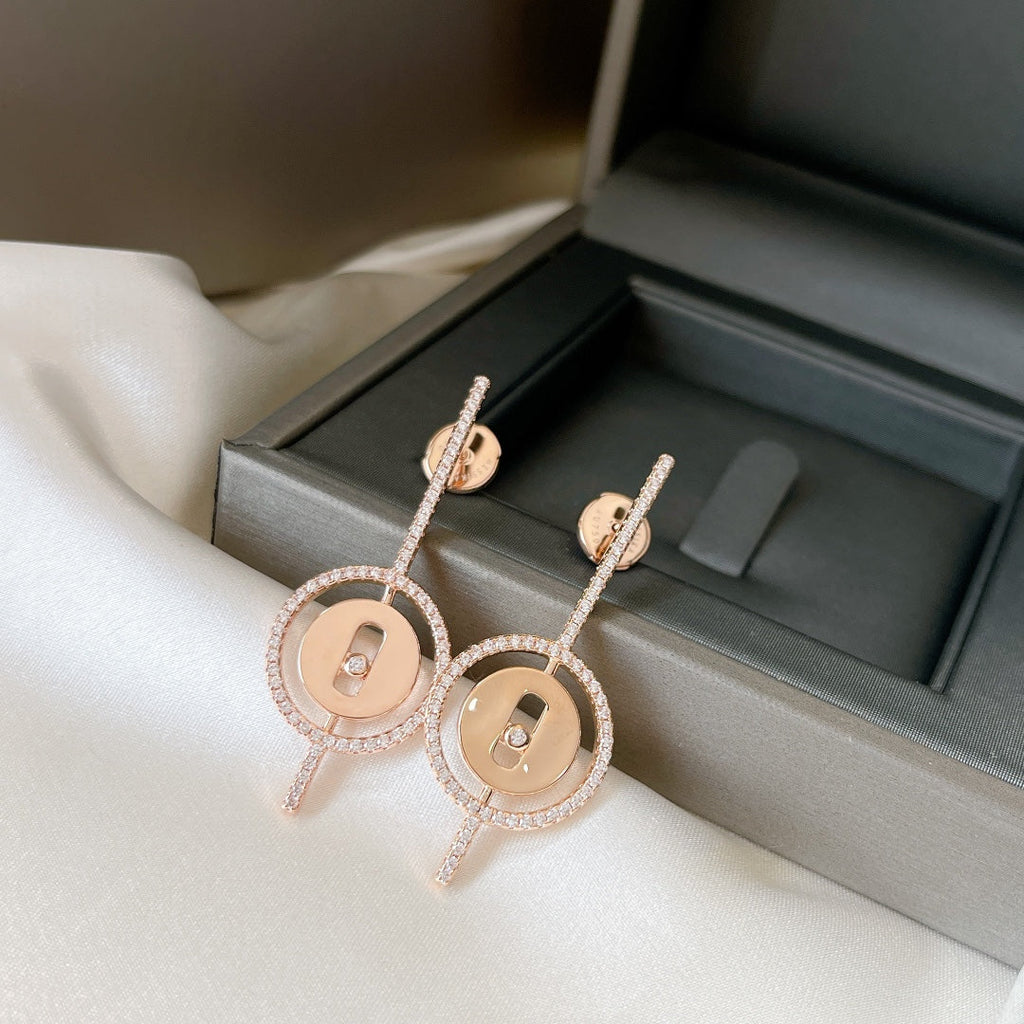 [MIRA]MOVE ARROW PINK GOLD DIAMOND EARRINGS
