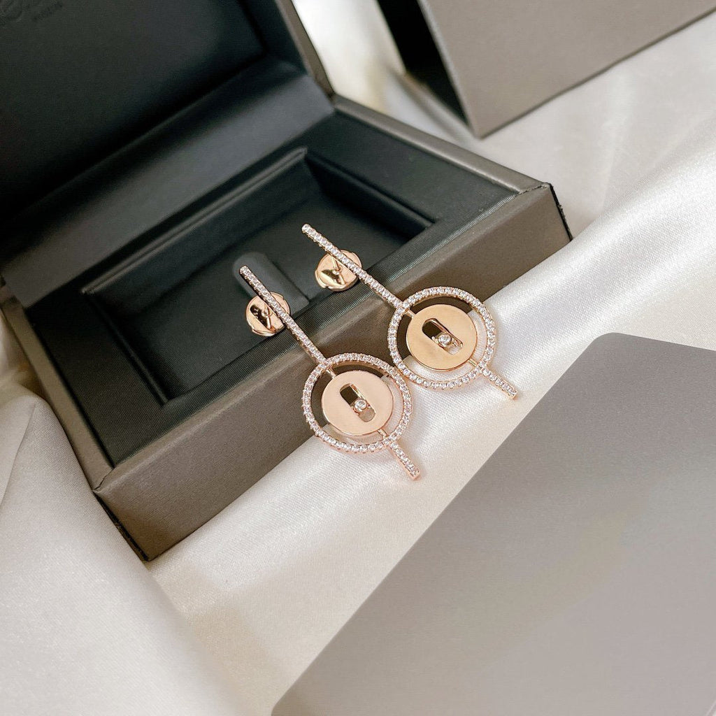 [MIRA]MOVE ARROW PINK GOLD DIAMOND EARRINGS