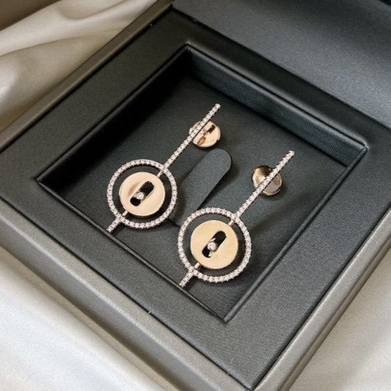 [MIRA]MOVE ARROW PINK GOLD DIAMOND EARRINGS