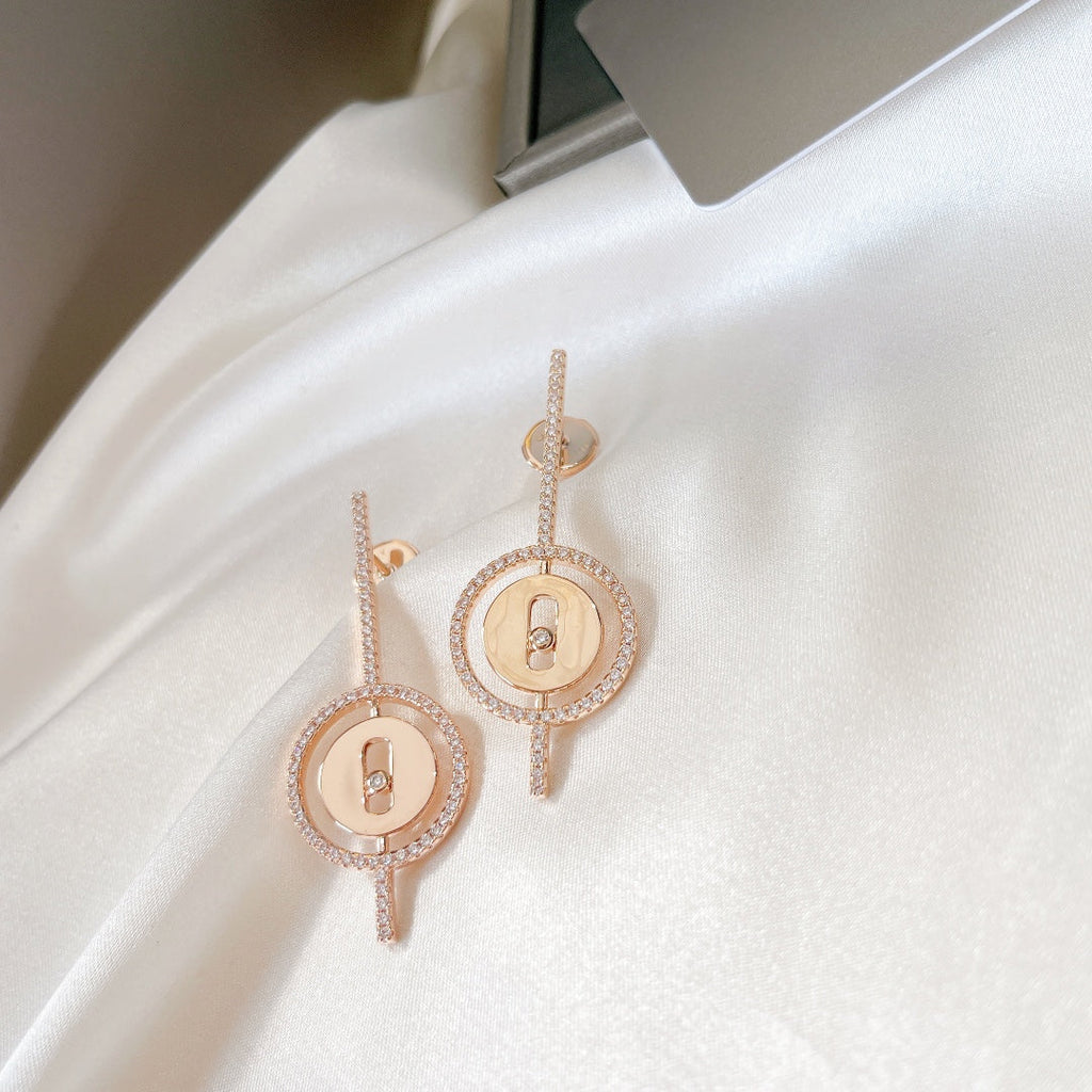 [MIRA]MOVE ARROW PINK GOLD DIAMOND EARRINGS