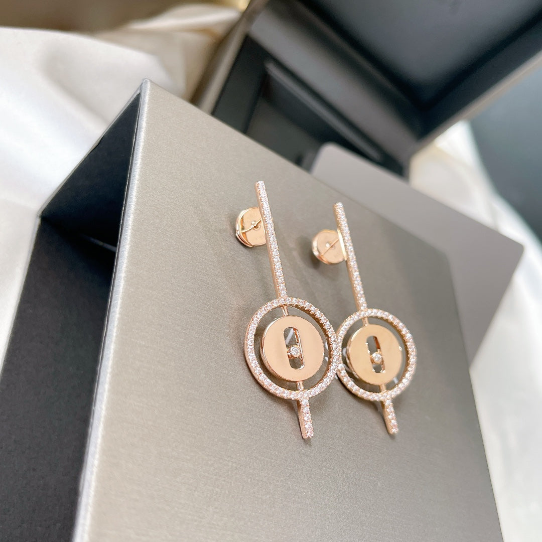 [MIRA]MOVE ARROW PINK GOLD DIAMOND EARRINGS