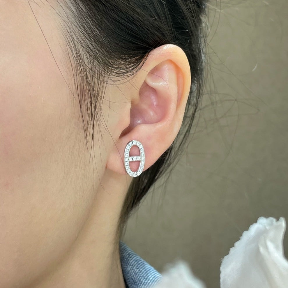 [MIRA]HM FULL DIAMOND PIG NOSE STUD EARRINGS