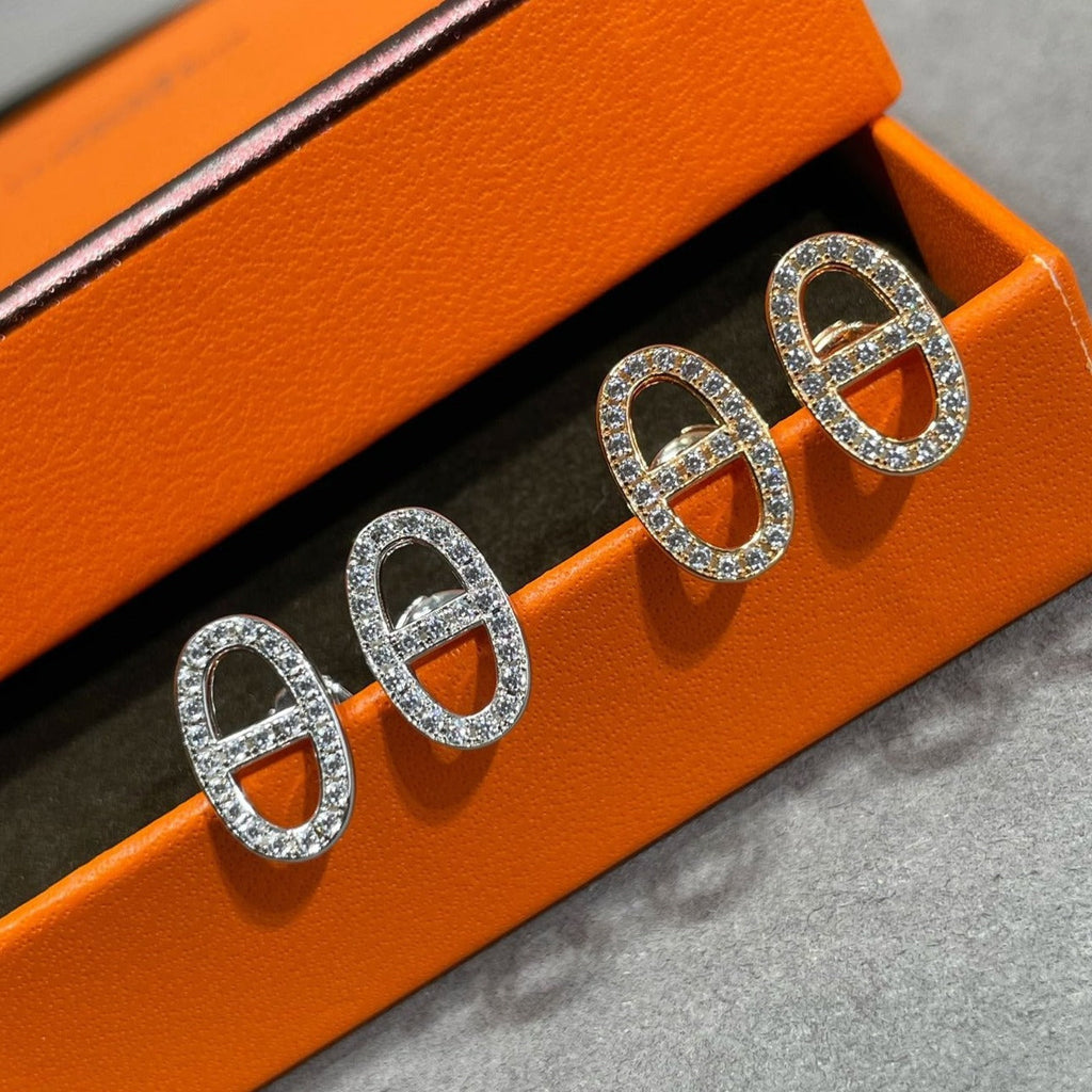 [MIRA]HM FULL DIAMOND PIG NOSE STUD EARRINGS
