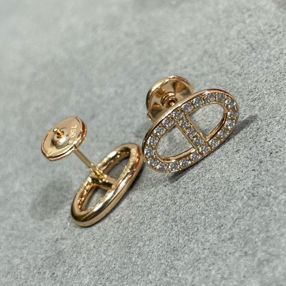 [MIRA]HM FULL DIAMOND PIG NOSE STUD EARRINGS