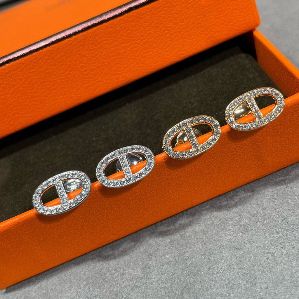 [MIRA]HM FULL DIAMOND PIG NOSE STUD EARRINGS