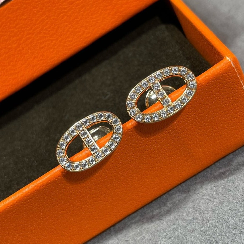 [MIRA]HM FULL DIAMOND PIG NOSE STUD EARRINGS
