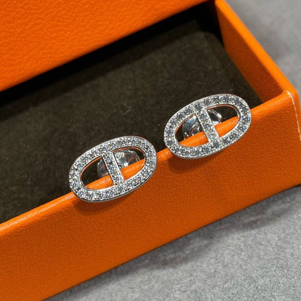 [MIRA]HM FULL DIAMOND PIG NOSE STUD EARRINGS