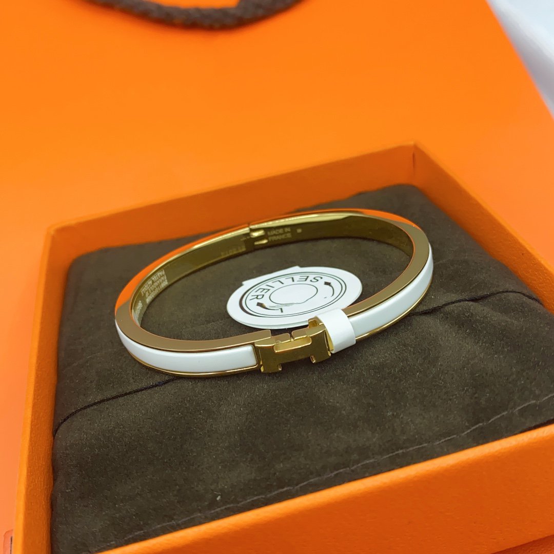 [MIRA]CLASSIC HM CLIC WHITE 8MM ENAMEL BRACELET