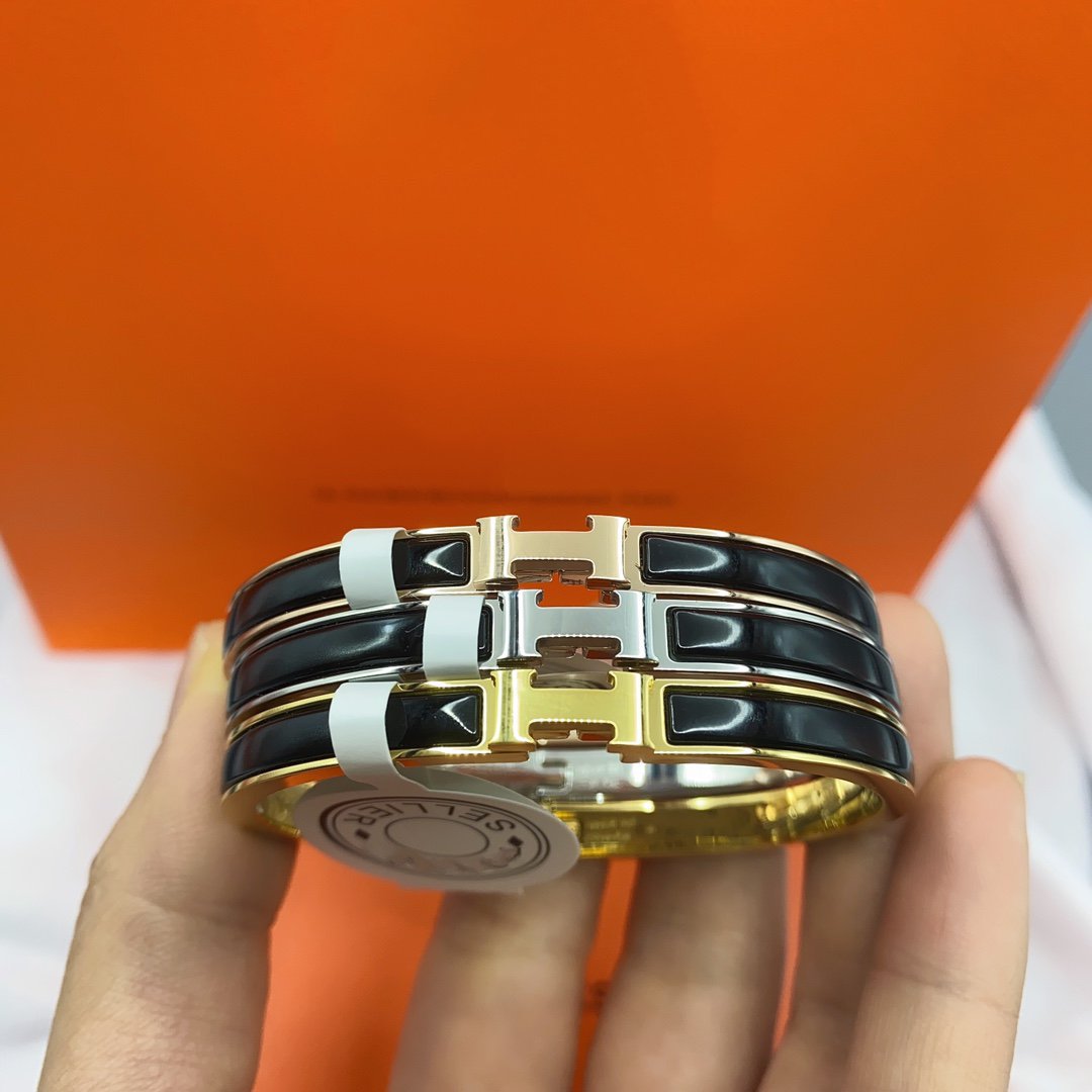 [MIRA]CLASSIC HM CLIC BLACK 8MM ENAMEL BRACELET