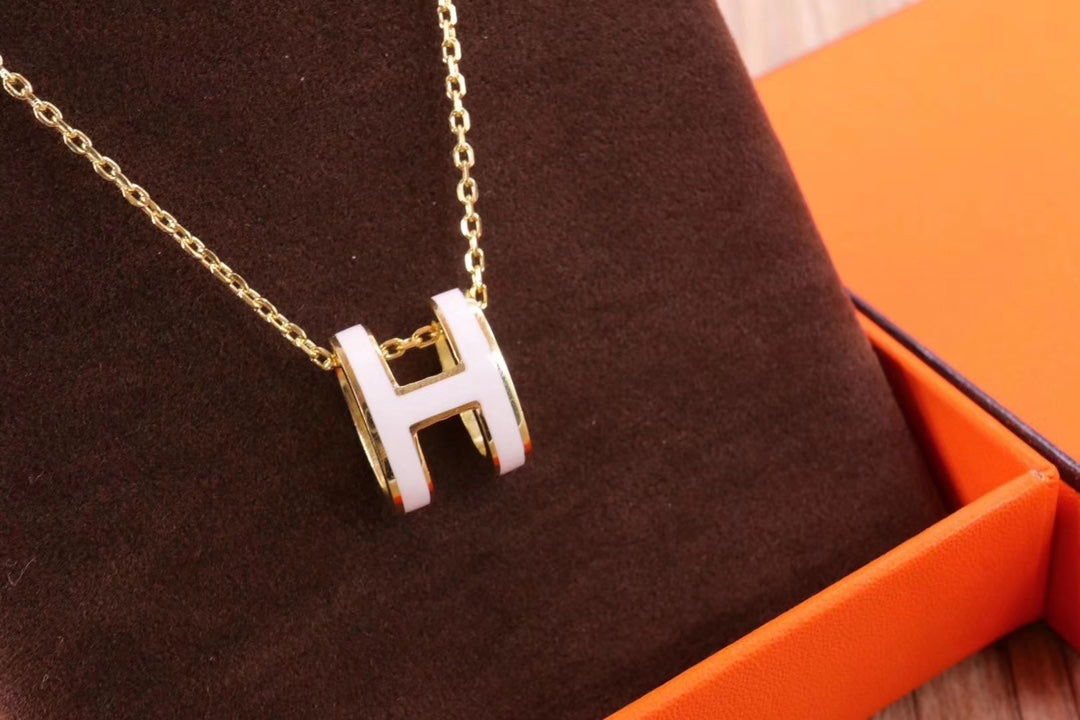 [MIRA]HM CLIC YELLOW ENAMEL GOLD NECKLACE