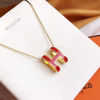 [MIRA]HM CLIC RED ENAMEL GOLD NECKLACE
