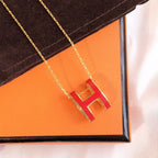 [MIRA]HM CLIC RED ENAMEL GOLD NECKLACE
