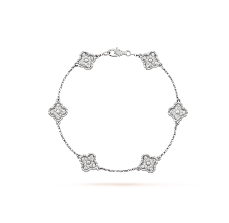 [MIRA]CLOVER 6 MOTIF SILVER DIAMOND BRACELET