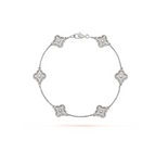 [MIRA]CLOVER 6 MOTIF SILVER DIAMOND BRACELET