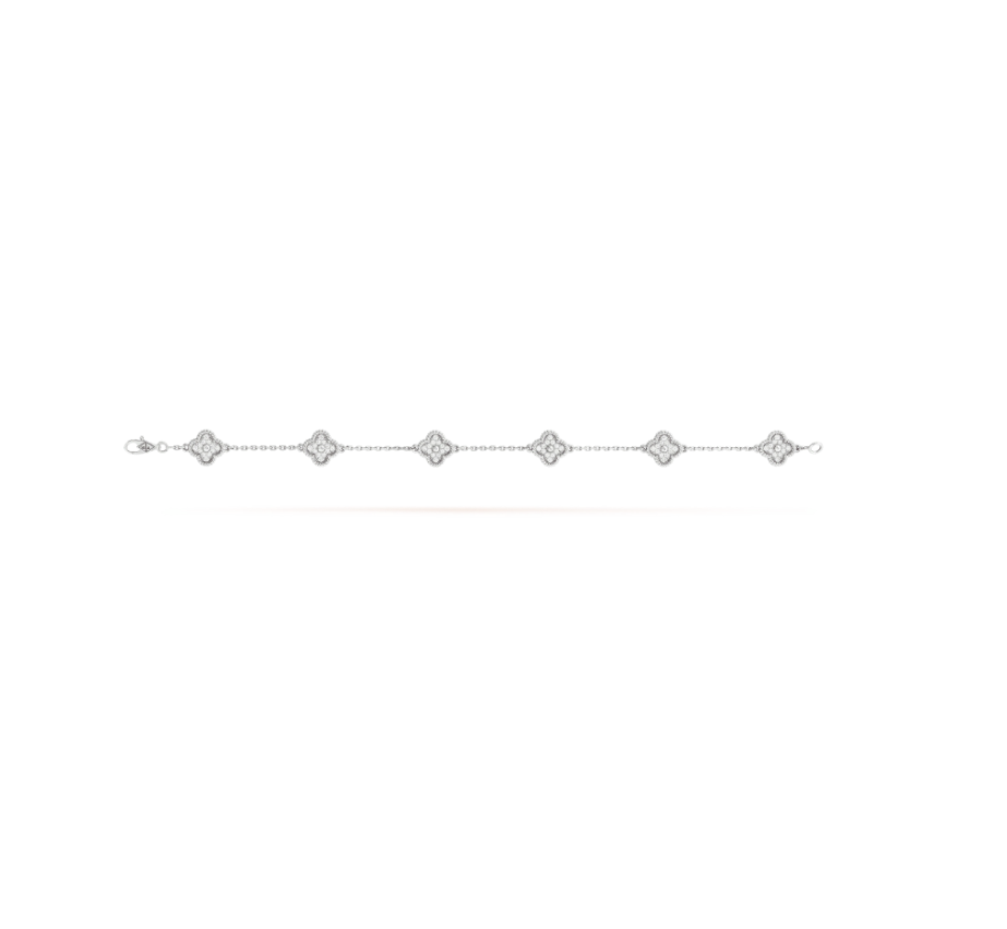[MIRA]CLOVER 6 MOTIF SILVER DIAMOND BRACELET