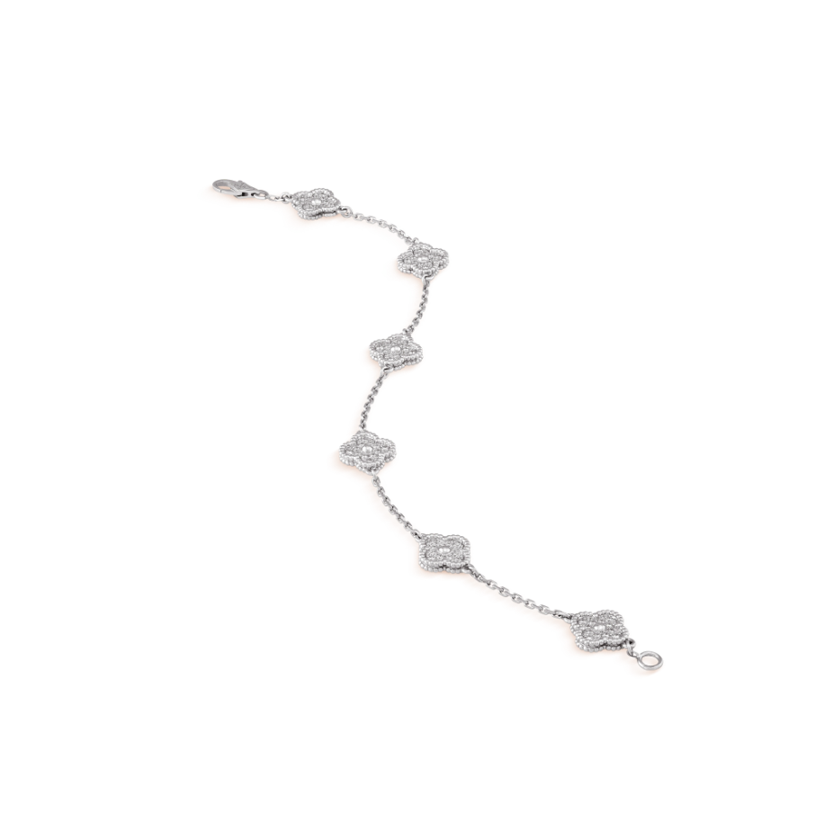 [MIRA]CLOVER 6 MOTIF SILVER DIAMOND BRACELET