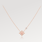 [MIRA]STAR PINK MOP 1 DIAMOND PINK GOLD NECKLACE