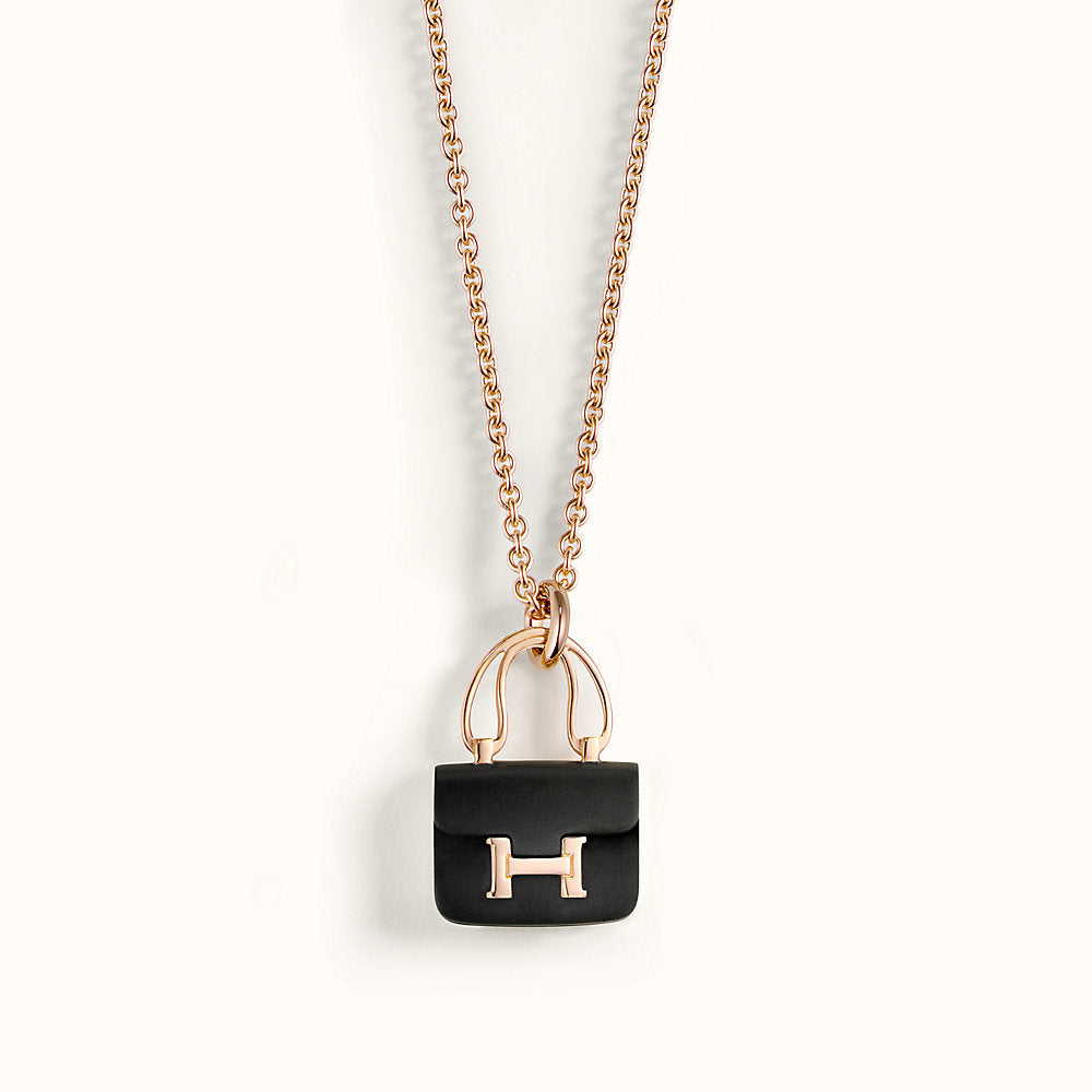 [MIRA]CONSTANCE BLACK PEDANT PINK GOLD NECKLACE