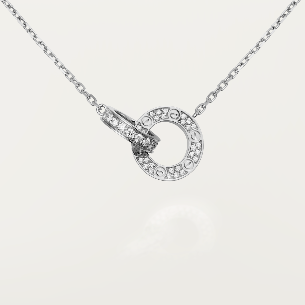 [MIRA]LOVE 7.6MM NECKLACE ROSE GOLD AND SILVER  FULL DIAMOND