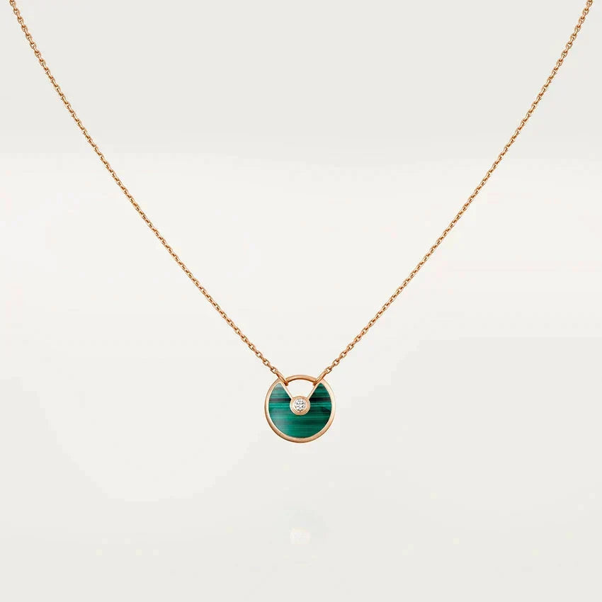 [MIRA]AMULETTE ROSE GOLD MALACHITE NECKLACE