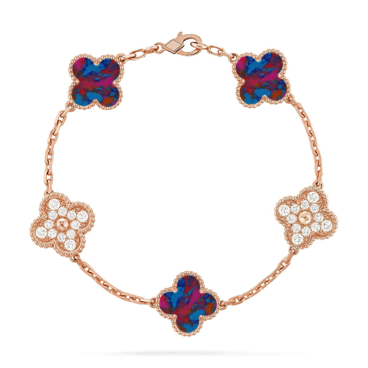 [MIRA]New CLOVER 5 MOTIF COLOR GEMSTONES BRACELET COLLECTION