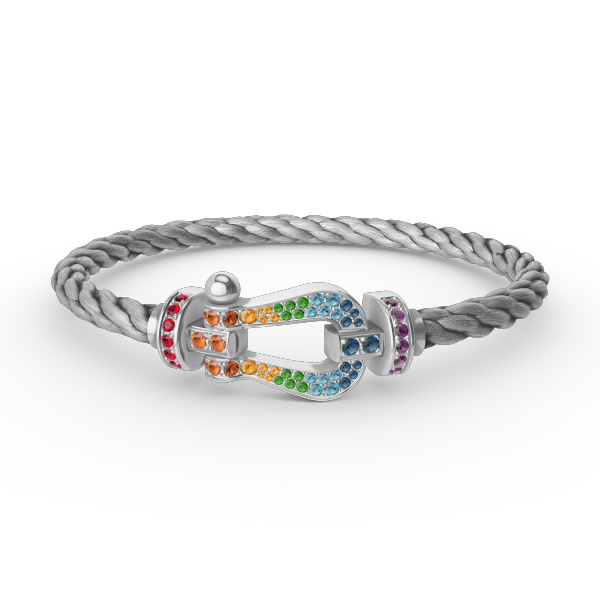 [MIRA]FORC LARGE HORSESHOE  COLORED DIAMOND BRACELET SILVER