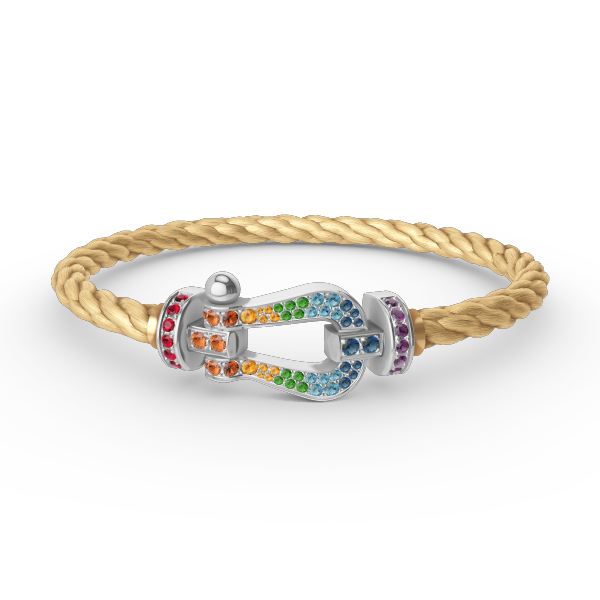 [MIRA]FORC LARGE HORSESHOE  COLORED DIAMOND BRACELET SILVER