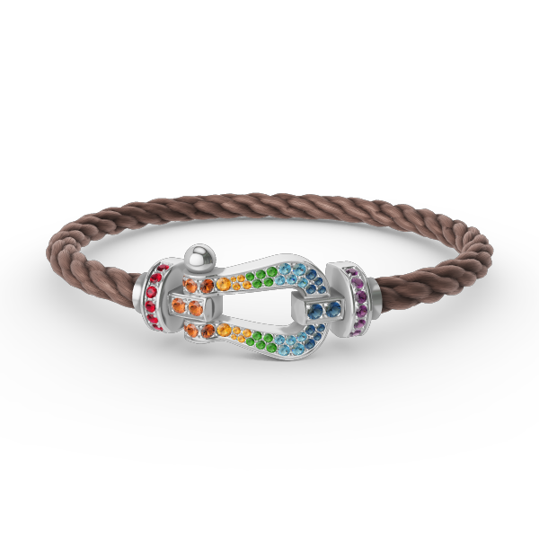 [MIRA]FORC LARGE HORSESHOE  COLORED DIAMOND BRACELET SILVER
