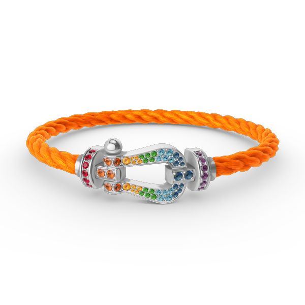 [MIRA]FORC LARGE HORSESHOE  COLORED DIAMOND BRACELET SILVER