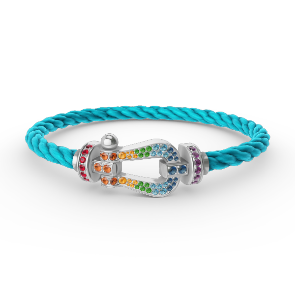 [MIRA]FORC LARGE HORSESHOE  COLORED DIAMOND BRACELET SILVER