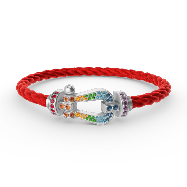 [MIRA]FORC LARGE HORSESHOE  COLORED DIAMOND BRACELET SILVER