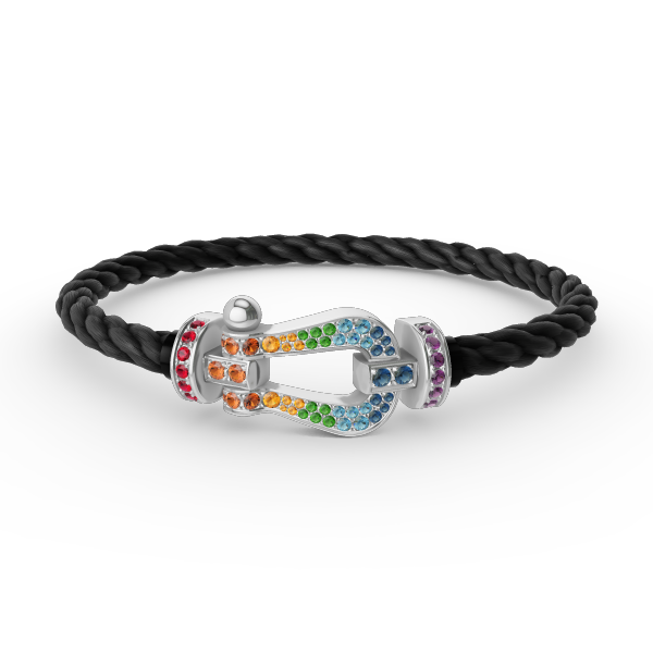 [MIRA]FORC LARGE HORSESHOE  COLORED DIAMOND BRACELET SILVER