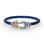 [MIRA]FORC LARGE HORSESHOE  COLORED DIAMOND BRACELET SILVER