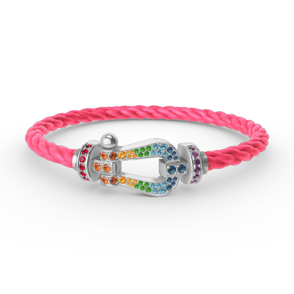 [MIRA]FORC LARGE HORSESHOE  COLORED DIAMOND BRACELET SILVER