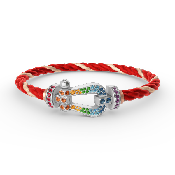 [MIRA]FORC LARGE HORSESHOE  COLORED DIAMOND BRACELET SILVER