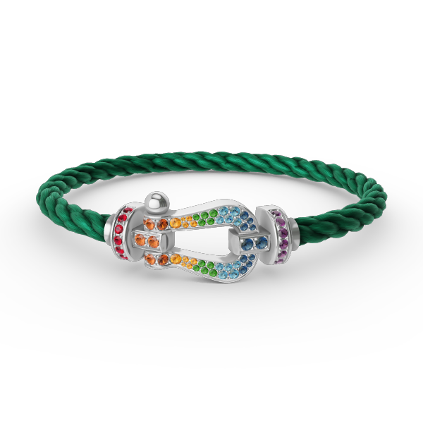 [MIRA]FORC LARGE HORSESHOE  COLORED DIAMOND BRACELET SILVER