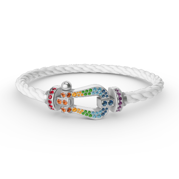 [MIRA]FORC LARGE HORSESHOE  COLORED DIAMOND BRACELET SILVER