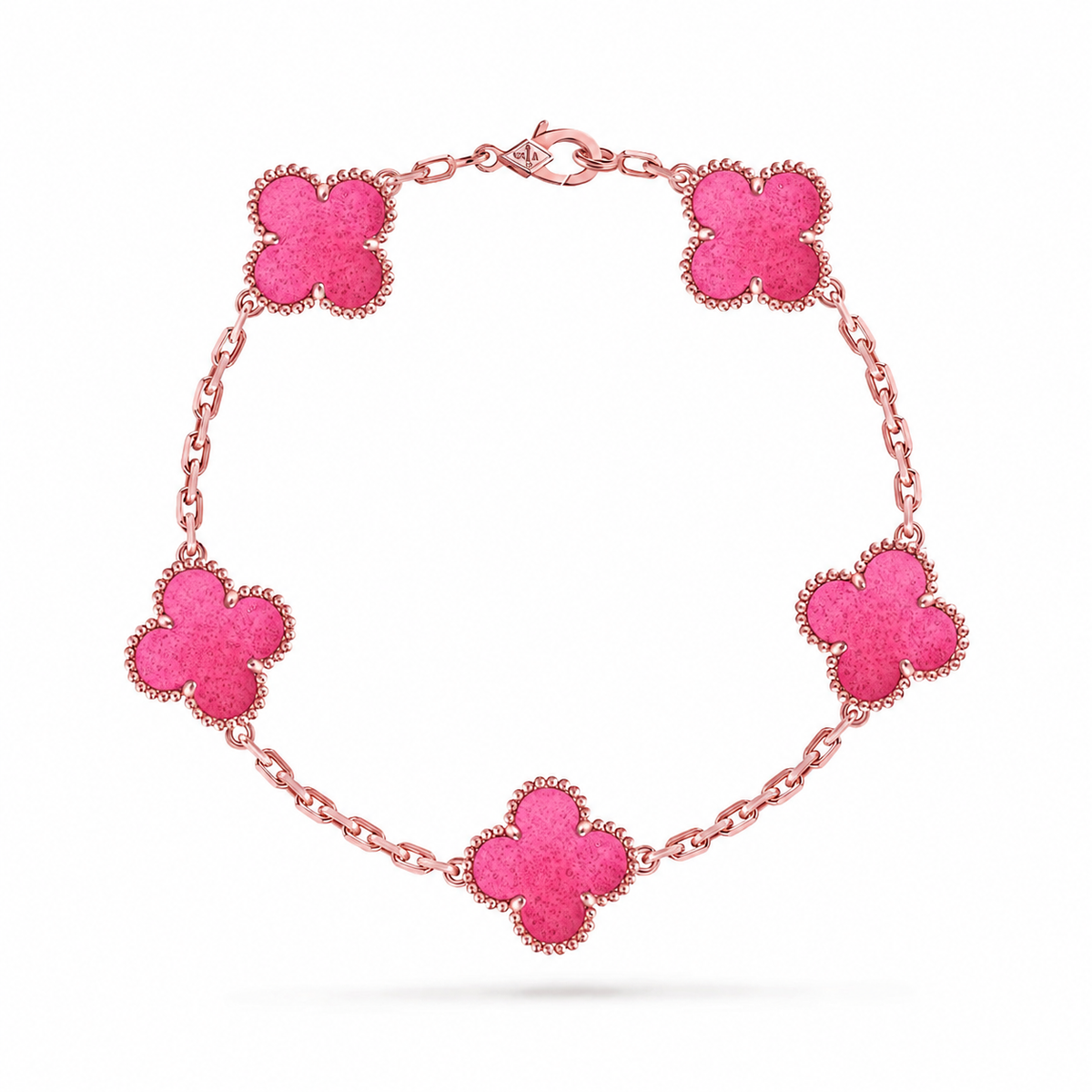 [MIRA] NEW CLOVER 5 MOTIFS PINK ENAMEL BRACELET